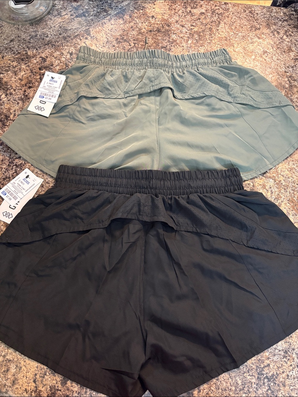 Women’s Athletic Drawstring Shorts in Olive and Black - Picture 2 of 3